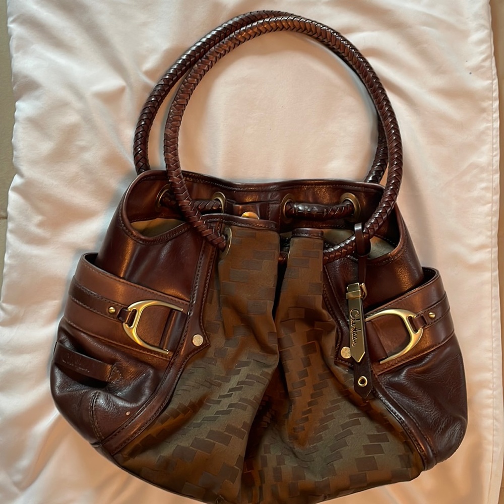 Cole Hann, women’s brown cloth and pleather purse